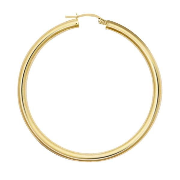 Ring - 9ct yellow gold 3mm polished round-tube creole Hoop Earrings - by Hearts Forever Jewellers