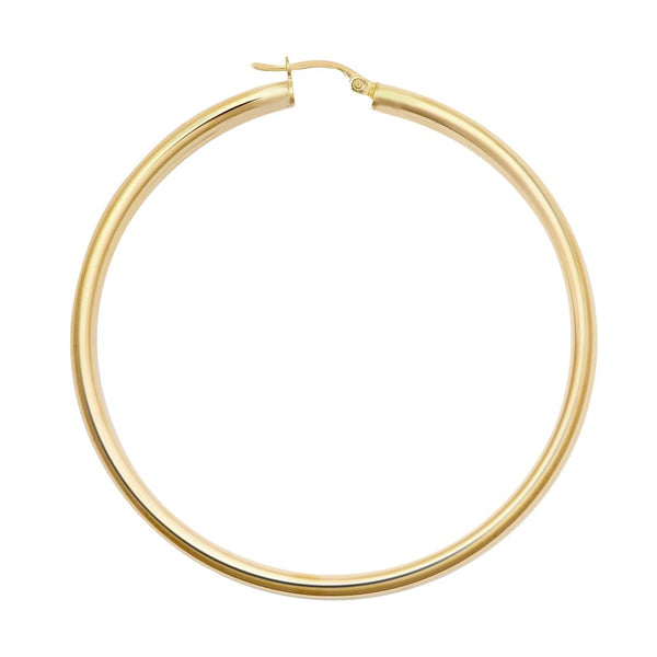 Ring - 9ct yellow gold 3mm polished round-tube creole Hoop Earrings - by Hearts Forever Jewellers
