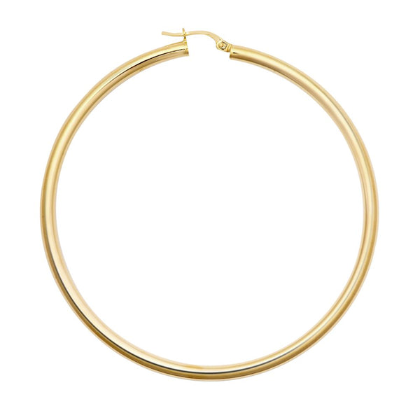 Ring - 9ct yellow gold 3mm polished round-tube creole Hoop Earrings - by Hearts Forever Jewellers