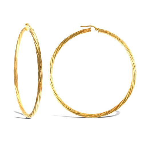Ring - 9ct yellow gold 3mm round-tube twisted creole Hoop Earrings - by Hearts Forever Jewellers