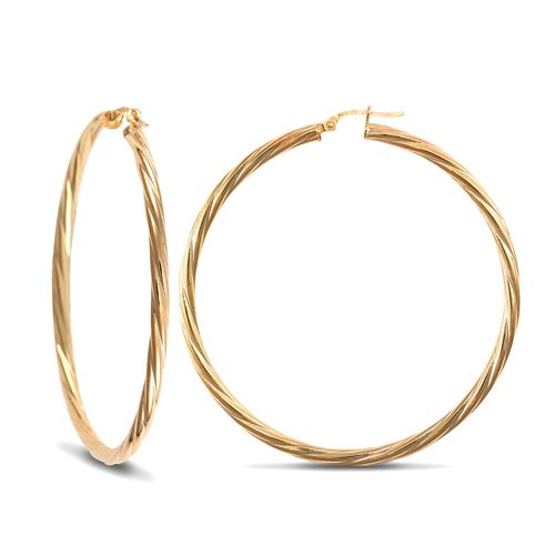 Ring - 9ct yellow gold 3mm round-tube twisted creole Hoop Earrings - by Hearts Forever Jewellers