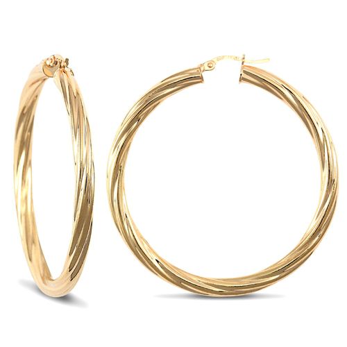 Ring - 9ct yellow gold 4mm round-tube twisted creole Hoop Earrings - by Hearts Forever Jewellers