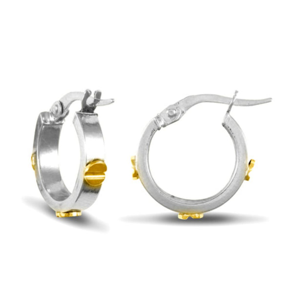 Ring - 9ct Yellow & White Gold 3mm Hoop Earrings - by Hearts Forever Jewellers