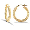 Ring - 9ct yellow gold 3mm frosted twist creole Hoop Earrings - by Hearts Forever Jewellers