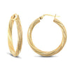Ring - 9ct yellow gold 3mm frosted twist creole Hoop Earrings - by Hearts Forever Jewellers