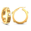 Cubic Zirconia Ring - 9ct yellow gold 6mm square-tube hoop creole earrings with rub-over set cubic zirconia stones - by Hearts Forever Jewellers