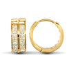 Cubic Zirconia Ring - 9ct yellow gold huggie Hoop Earrings channel set with 2 rows of Princess cut cubic zirconia stones - by Hearts Forever Jewellers
