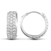 Cubic Zirconia Ring - 9ct white gold huggie Hoop Earrings pave-set with 3 rows of brilliant cut cubic zirconia stones - by Hearts Forever Jewellers