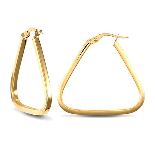 Ring - 9ct yellow gold square tube triangle shape hoop creole earrings - by Hearts Forever Jewellers