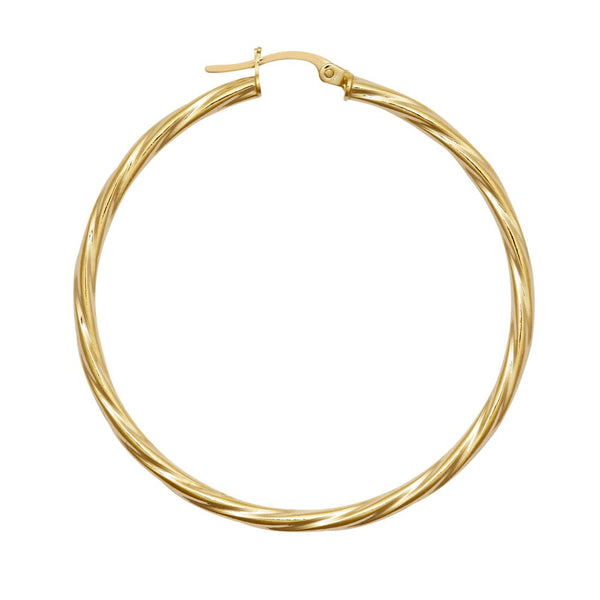 Ring - 9ct yellow gold 2.5mm round-tube twisted creole Hoop Earrings - by Hearts Forever Jewellers