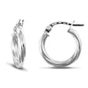 Ring - 9ct white gold 2.5mm round-tube twisted creole Hoop Earrings - by Hearts Forever Jewellers
