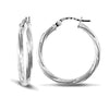 Ring - 9ct white gold 2.5mm round-tube twisted creole Hoop Earrings - by Hearts Forever Jewellers