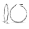 Ring - 9ct white gold 2.5mm round-tube twisted creole Hoop Earrings - by Hearts Forever Jewellers
