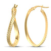 Ring - 9ct yellow gold super light twisting oval shaped creole Hoop Earrings with a plaited textured pattern - by Hearts Forever Jewellers