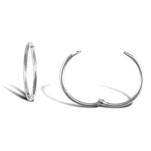 Ring - 9ct white gold plain hinged Sleeper Earrings - by Hearts Forever Jewellers