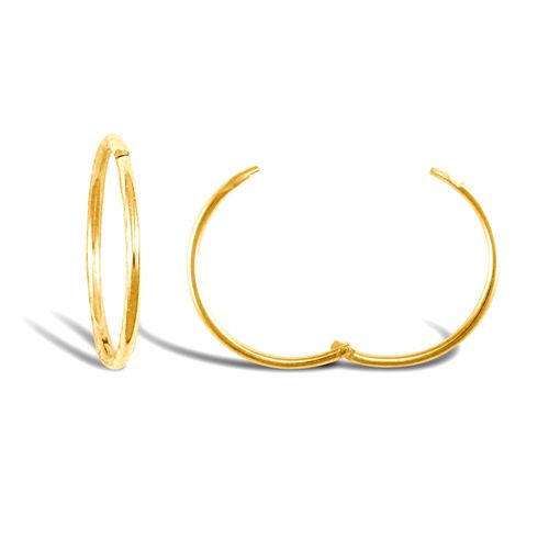 Ring - 9ct yellow gold plain hinged Sleeper Earrings - by Hearts Forever Jewellers