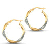 Ring - 9ct yellow and white gold plain / frost creole Hoop Earrings - by Hearts Forever Jewellers