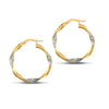 Ring - 9ct yellow and white gold plain / frost creole Hoop Earrings - by Hearts Forever Jewellers