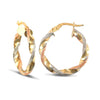 Ring - 9ct 3 tri-colour gold creole Hoop Earrings - by Hearts Forever Jewellers
