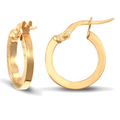 Ring - 9ct yellow gold square tube creole Hoop Earrings - by Hearts Forever Jewellers