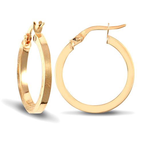 Ring - 9ct yellow gold square tube creole Hoop Earrings - by Hearts Forever Jewellers