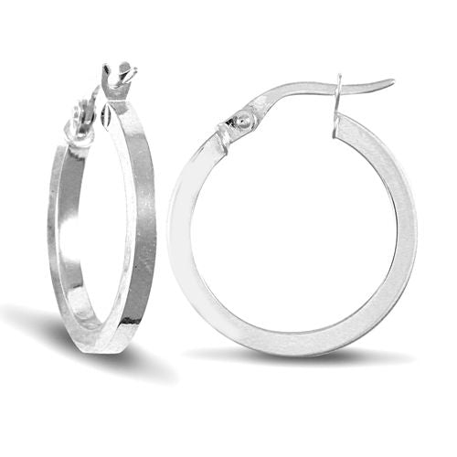 Ring - 9ct white gold square tube creole Hoop Earrings - by Hearts Forever Jewellers