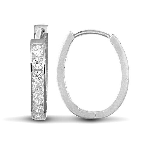 Cubic Zirconia Ring - 9ct yellow gold cubic zirconia set oval huggie earrings - by Hearts Forever Jewellers