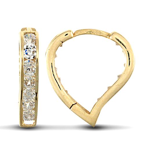 Cubic Zirconia Ring - 9ct yellow gold cubic zirconia set heart huggie earrings - by Hearts Forever Jewellers