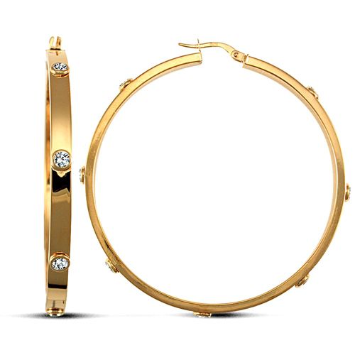 Cubic Zirconia Ring - 9ct yellow gold CZ set Hoop Earrings - by Hearts Forever Jewellers