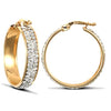 Cubic Zirconia Ring - 9ct yellow gold huggie Hoop Earrings pave-set with 3 rows of brilliant cut cubic zirconia stones - by Hearts Forever Jewellers