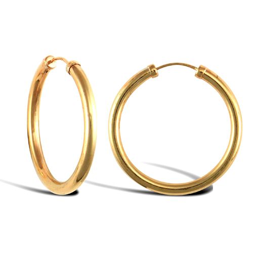 Ring - 9ct yellow gold plain polished Hoop Earrings - by Hearts Forever Jewellers