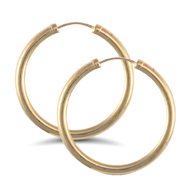 Ring - 9ct yellow gold plain polished Hoop Earrings - by Hearts Forever Jewellers