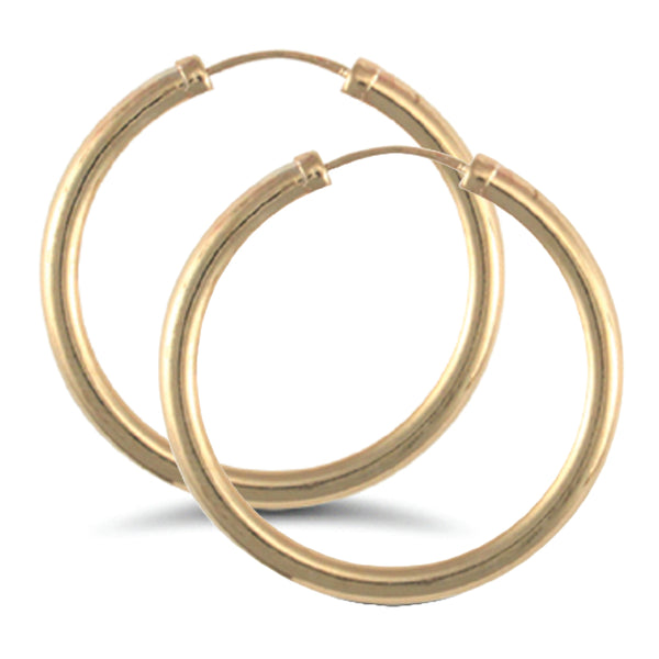 Ring - 9ct yellow gold plain polished Hoop Earrings - by Hearts Forever Jewellers