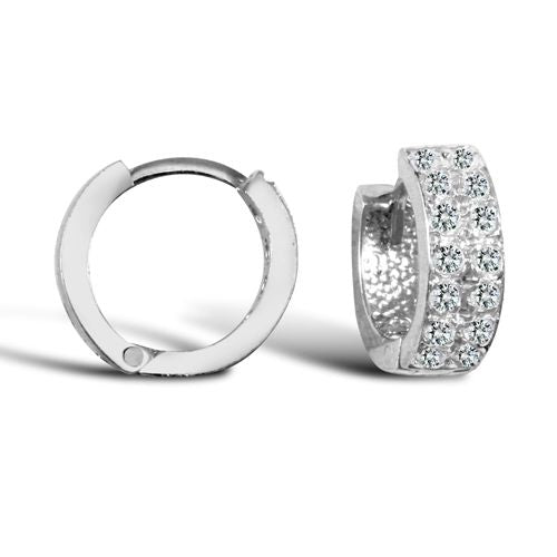 Cubic Zirconia Ring - 9ct yellow gold baby/Children's cubic zirconia pave set hinged hoop earrings - by Hearts Forever Jewellers