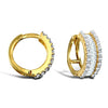 Cubic Zirconia Ring - 9ct yellow gold round and baguette cubic zirconia hinged hoop earrings - by Hearts Forever Jewellers