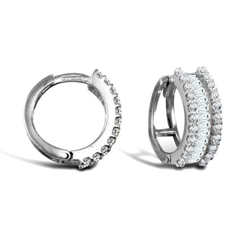 Cubic Zirconia Ring - 9ct yellow gold round and baguette cubic zirconia hinged hoop earrings - by Hearts Forever Jewellers