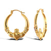 Ring - 9ct yellow gold polished Claddagh creole earrings - by Hearts Forever Jewellers