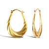 9ct yellow gold polished Diamond Cut oval creole earrings