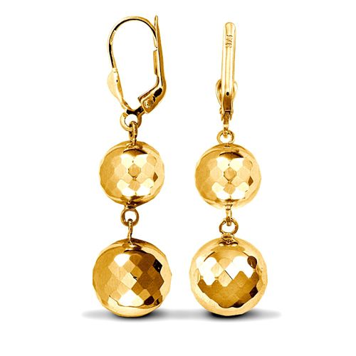 Ring - 9ct Yellow Double Disco Ball Drop Earrings - by Hearts Forever Jewellers