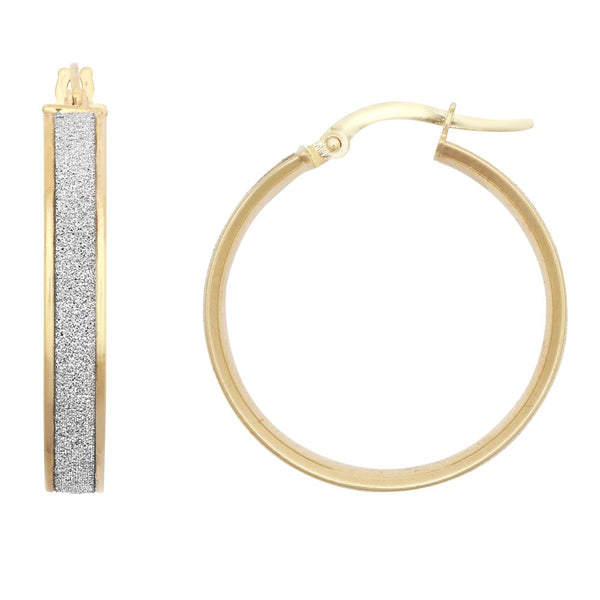 Ring - 9ct Yellow Gold 20mm Moon Dust hoop Earrings - by Hearts Forever Jewellers