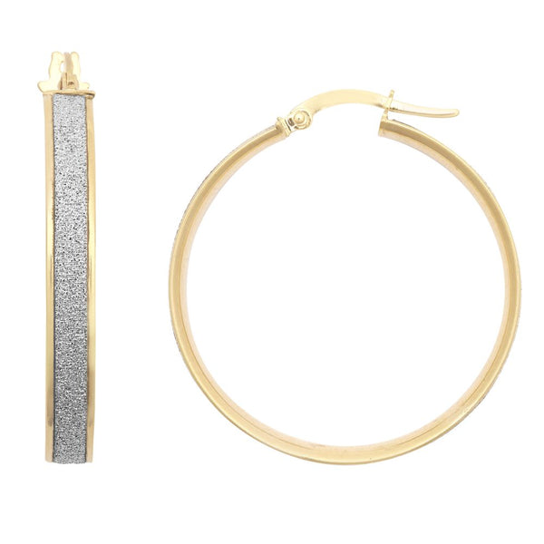 Ring - 9ct Yellow Gold 25mm Moon Dust hoop Earrings - by Hearts Forever Jewellers