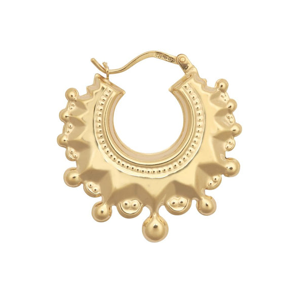 Ring - 9ct Yellow Round Spiked Creole Earrings - by Hearts Forever Jewellers