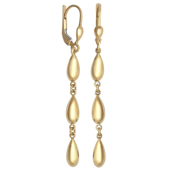 Ring - 9ct Yellow Gold Raindrop Trilogy Drop Earrings. Fitted with post and french/omega clip for extra security while not requiring extra pieces - by Hearts Forever Jewellers