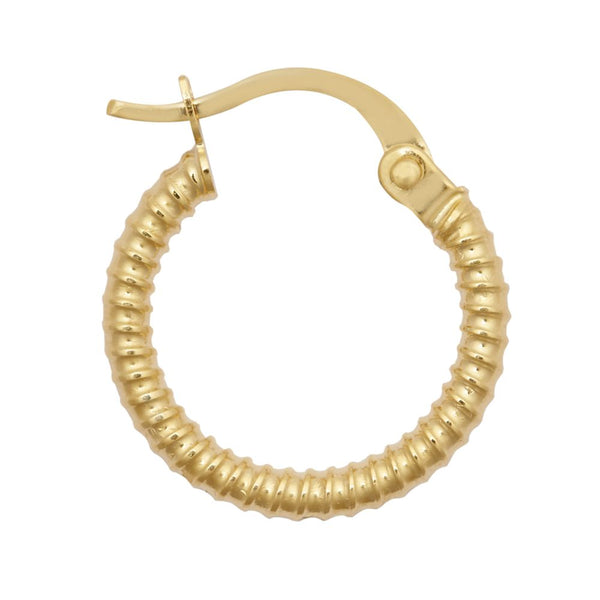 Ring - 9ct Yellow Ribbed Polished hoop Earrings - by Hearts Forever Jewellers