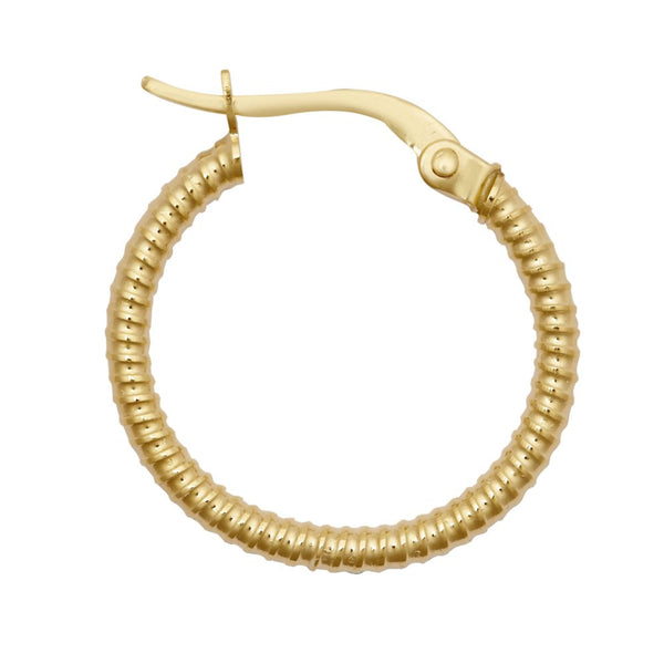 Ring - 9ct Yellow Ribbed Polished hoop Earrings - by Hearts Forever Jewellers
