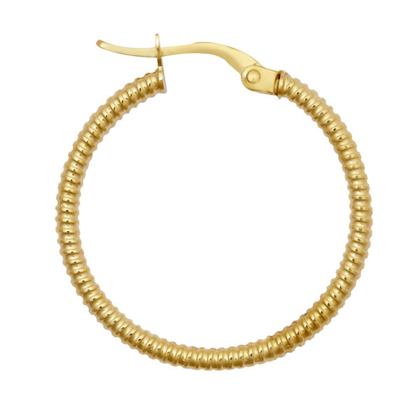 Ring - 9ct Yellow Ribbed Polished hoop Earrings - by Hearts Forever Jewellers