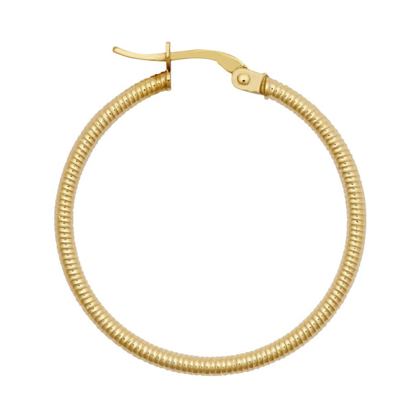 Ring - 9ct Yellow Ribbed Polished hoop Earrings - by Hearts Forever Jewellers