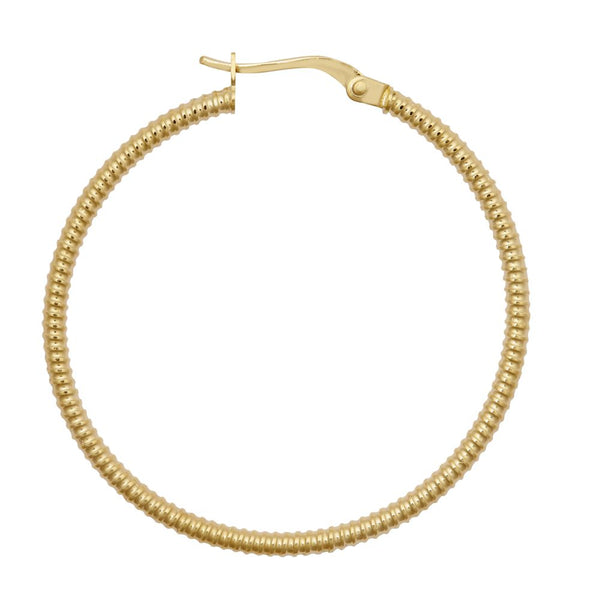 Ring - 9ct Yellow Ribbed Polished hoop Earrings - by Hearts Forever Jewellers