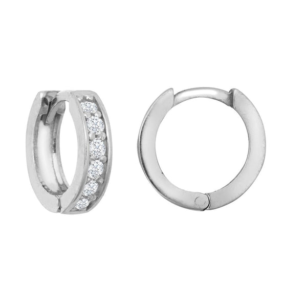 Cubic Zirconia Ring - 9ct White Single Row CZ Huggie Earrings - by Hearts Forever Jewellers