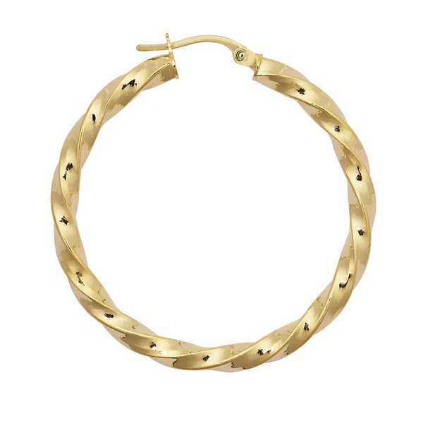 Ring - 9ct Yellow Polished Slight Twist Hoop Earrings - by Hearts Forever Jewellers